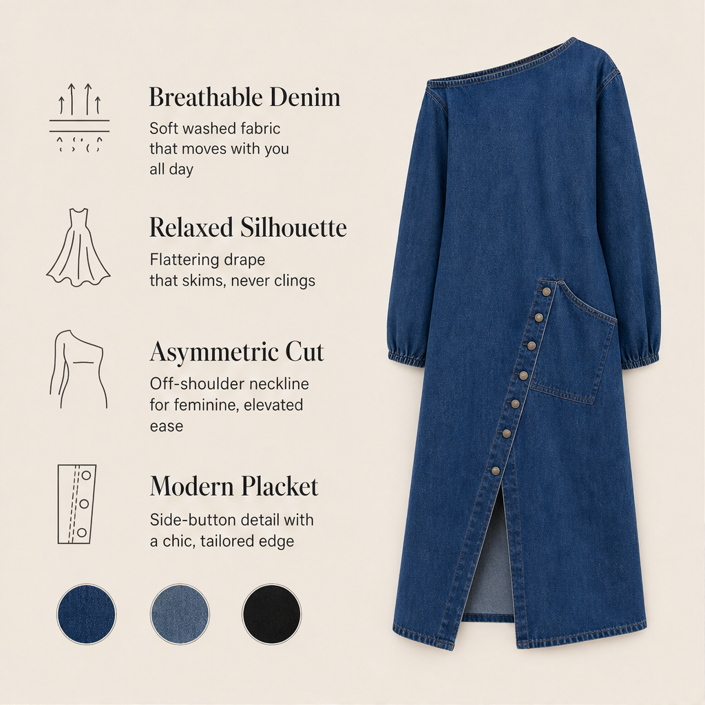 Willowdusk – Off-Shoulder Side-Slit Denim Maxi Dress + 50% OFF features
