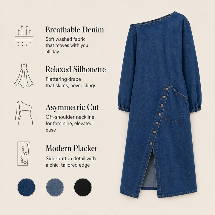 Willowdusk – Off-Shoulder Side-Slit Denim Maxi Dress + 50% OFF features