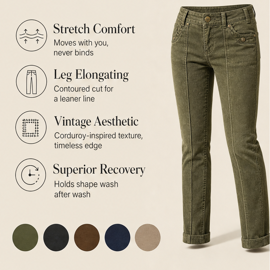 Verdelane – Stretch Slim Fit Corduroy-Style Jeans + 50% OFF features