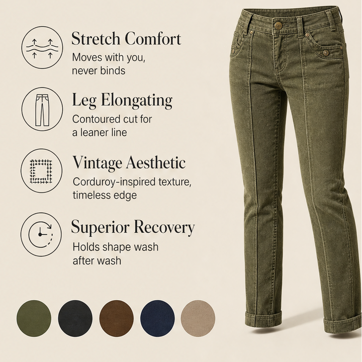 Verdelane – Stretch Slim Fit Corduroy-Style Jeans + 50% OFF features