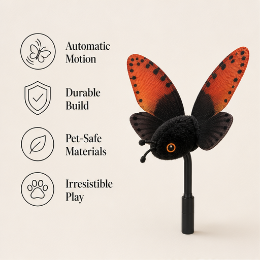 Flutterbeau – Auto-Flutter Sensor Butterfly Interactive Cat Toy + 50% OFF features