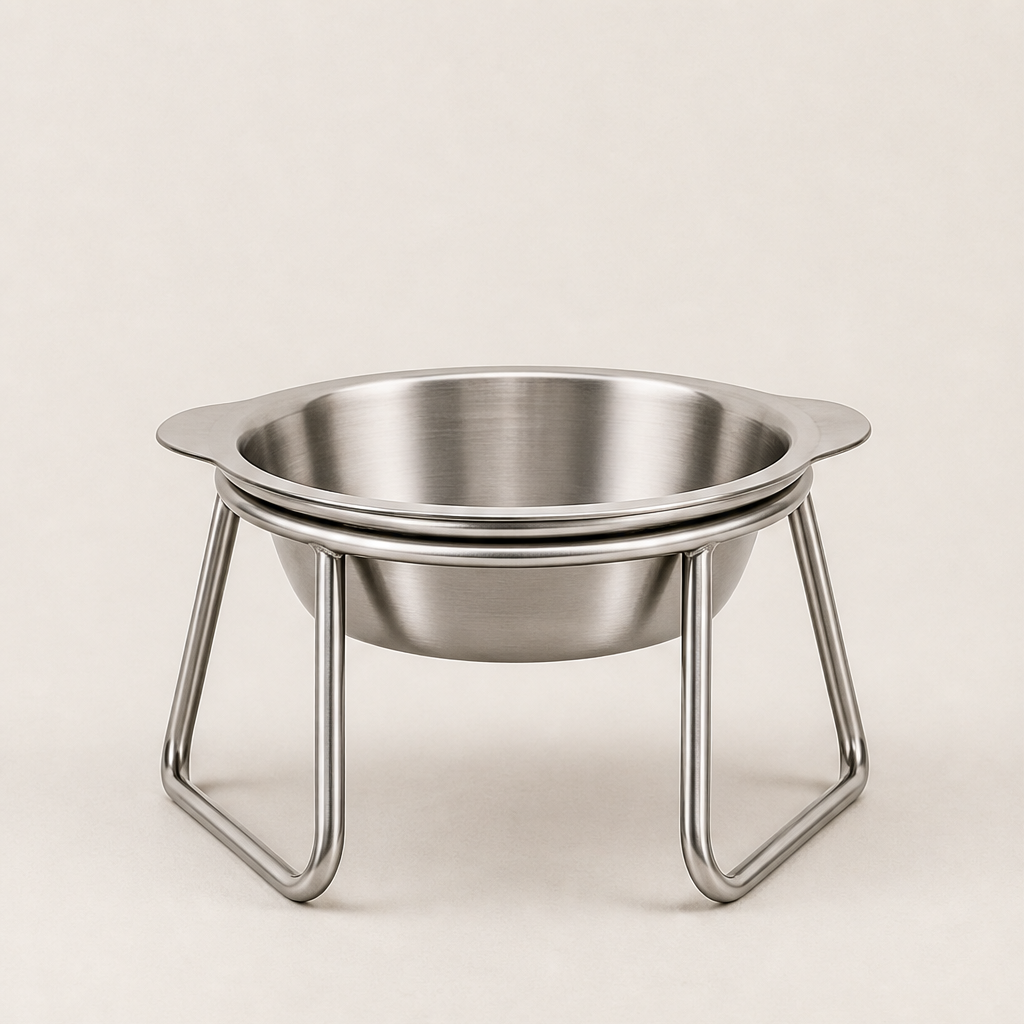 TiltEase – 15° Tilted Elevated Anti-Vomit Stainless Steel Feeding Bowl + 50% OFF Silver