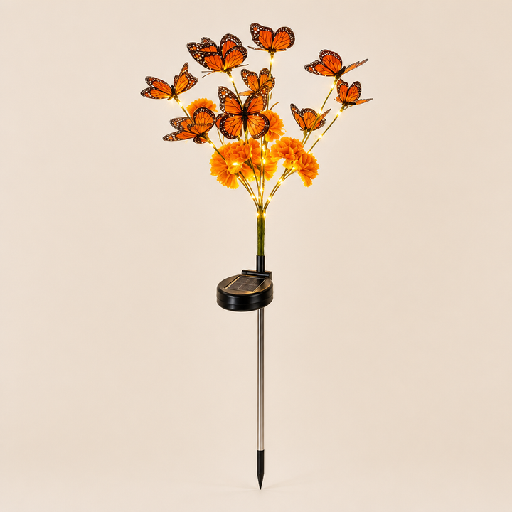 Amberwick – Solar Marigold &amp; Butterfly Memorial Garden Light + 50% OFF Orange