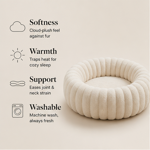 Snugloft – Ultra-Soft Calming Round Pet Bed with Raised Rim + 50% OFF features