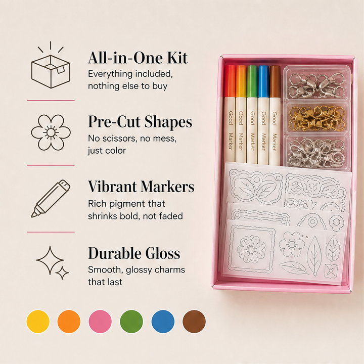 Bloomcraft Studio – Color, Bake &amp; Shrink Charm Making Craft Kit + 50% OFF features