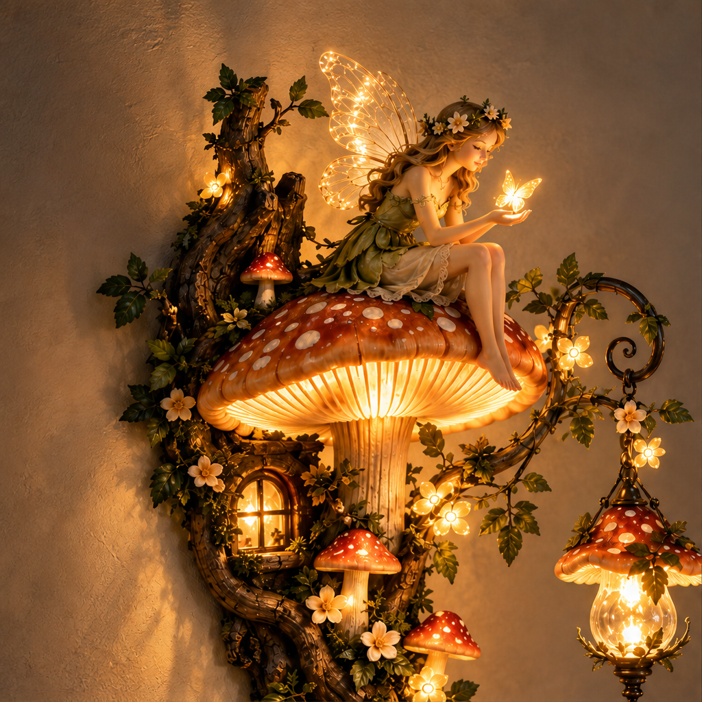 Thistlemoor – Hand-Sculpted Glowing Fairy Mushroom Wall Light + 50% OFF lifestyle