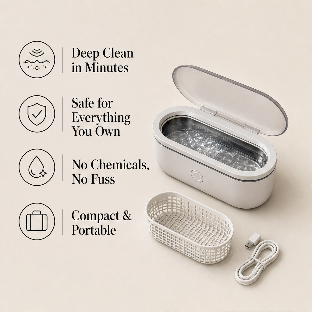 SparkleWave – 3-Minute Ultrasonic Deep Cleaner for Glasses &amp; Jewelry + 50% OFF features