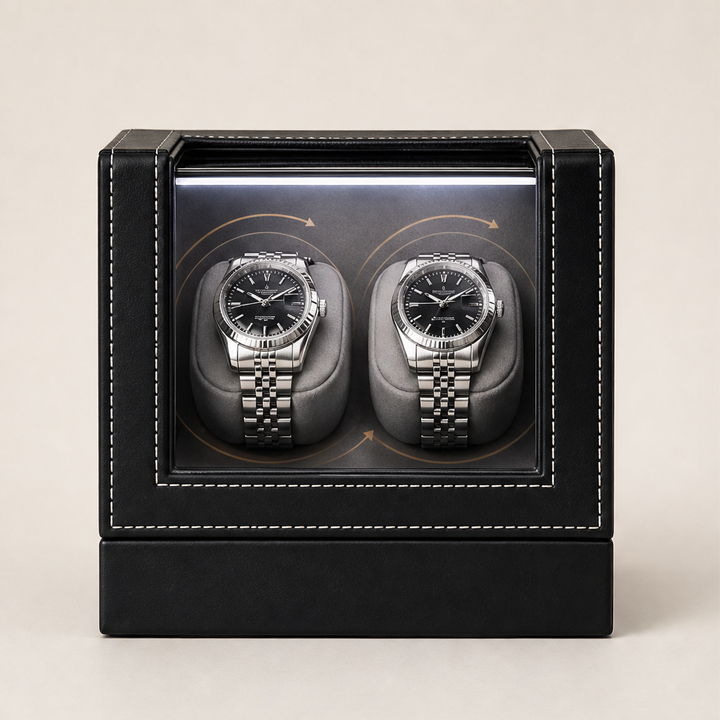 Rotarque – Silent Dual-Rotation Automatic Watch Winder Box + 50% OFF Black