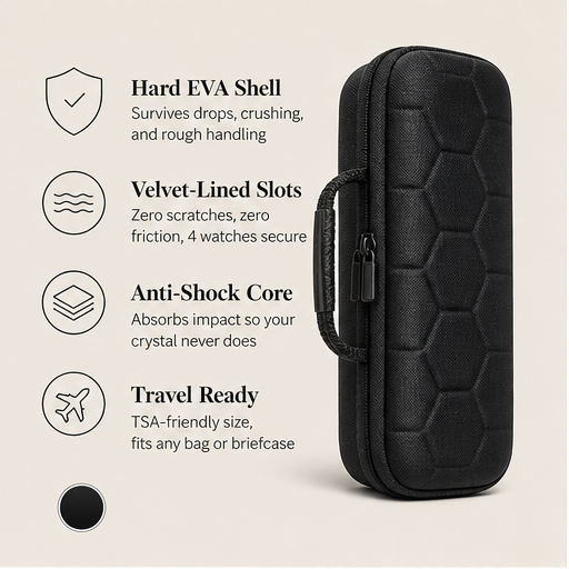 Casewick – Hard-Shell 4-Slot Watch Travel Case + 50% OFF features