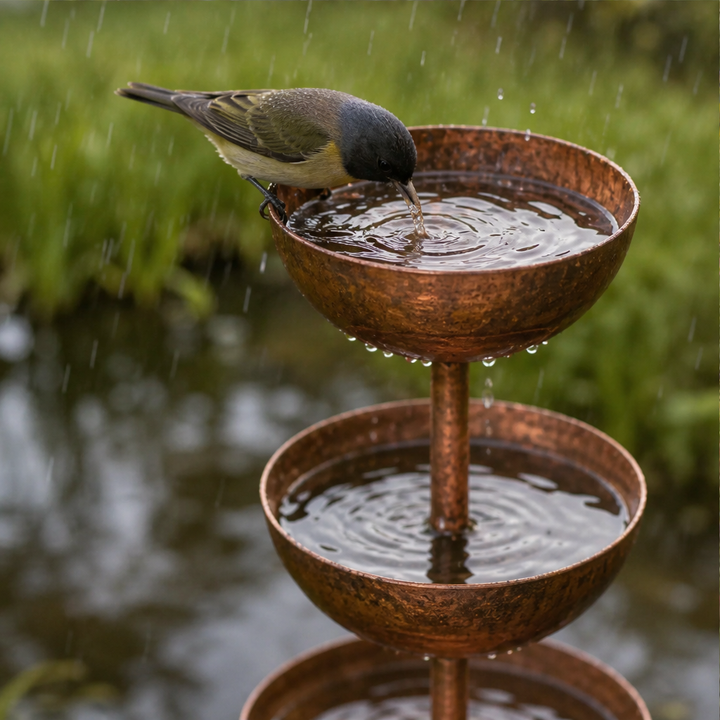 Copperbrook – Weatherproof 3-Tier Cascade Bird Bath with Ground Stake + 50% OFF lifestyle