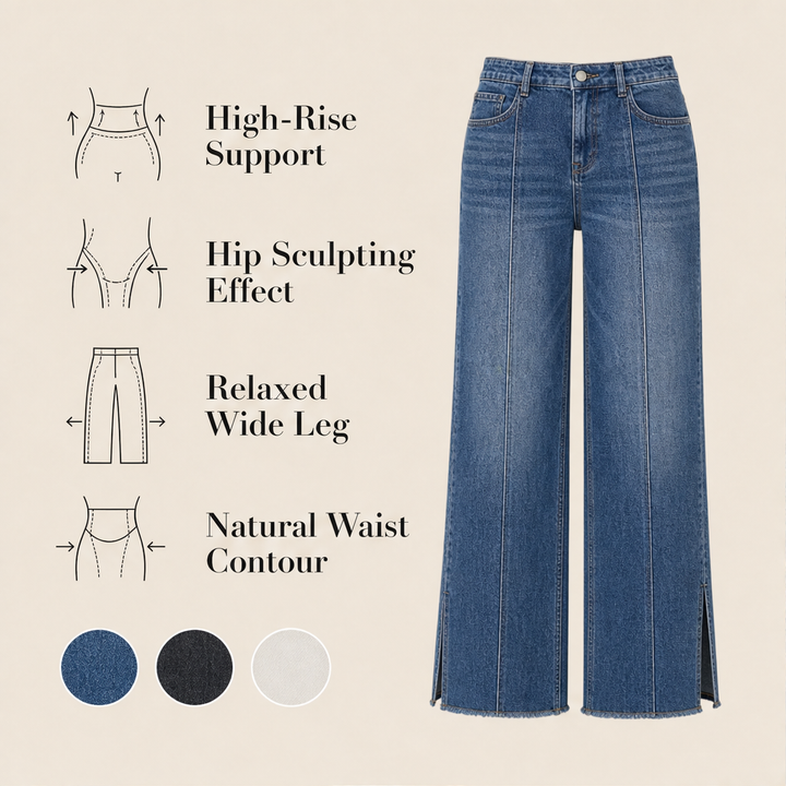 Millcroft – High-Rise Stretch Denim Wide-Leg Jeans + 50% OFF features