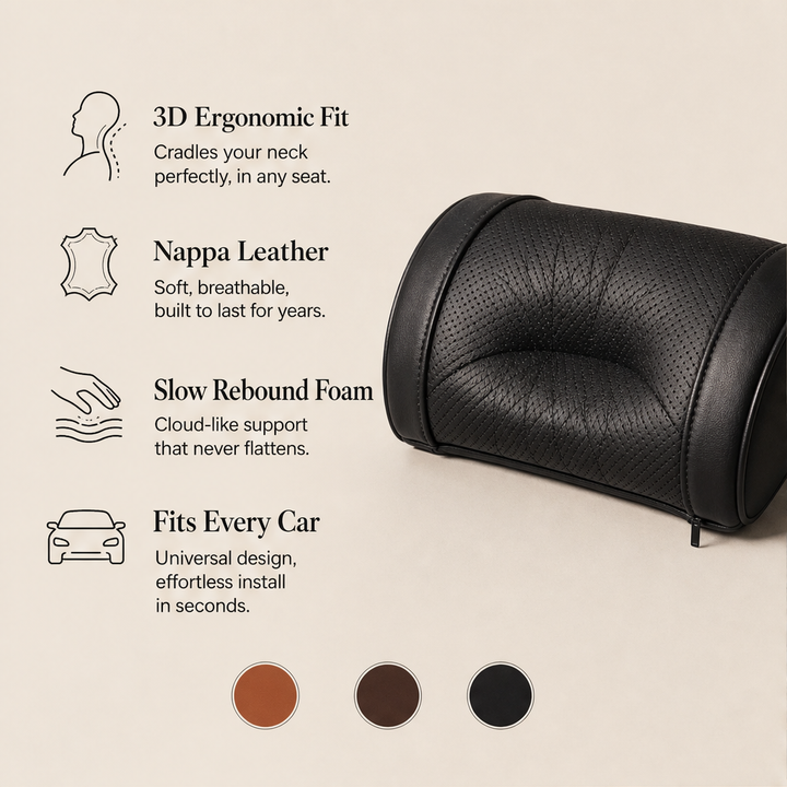 Nuvora – Memory Foam 3D Neck Support Car Headrest Pillow + 50% OFF features