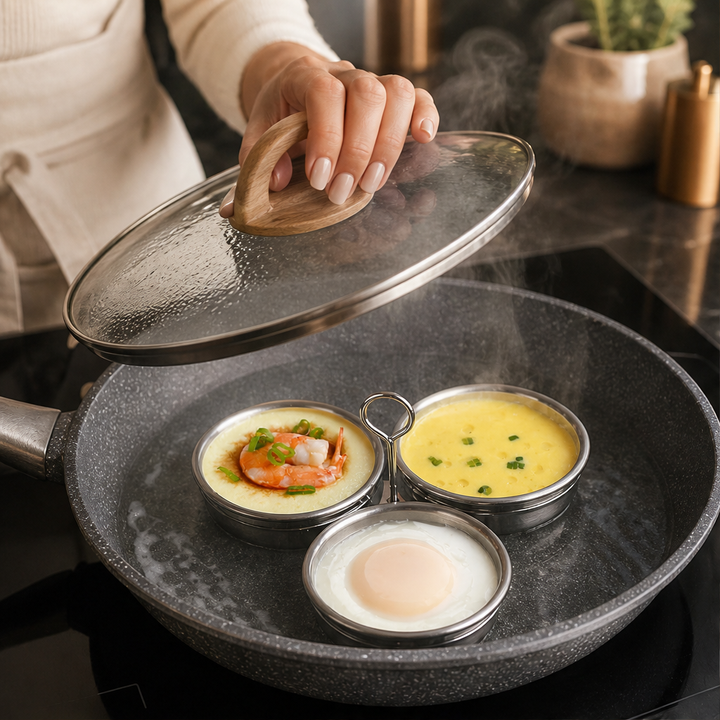 Yolkcraft – 304 Stainless Steel 3-Cup Egg Steamer with Lift Handle + 50% OFF lifestyle