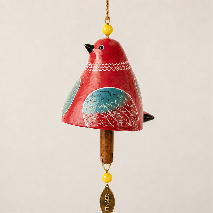 Sparrowbloom – Hand-Painted Folk Art Bird Wind Chime + 50% OFF Red