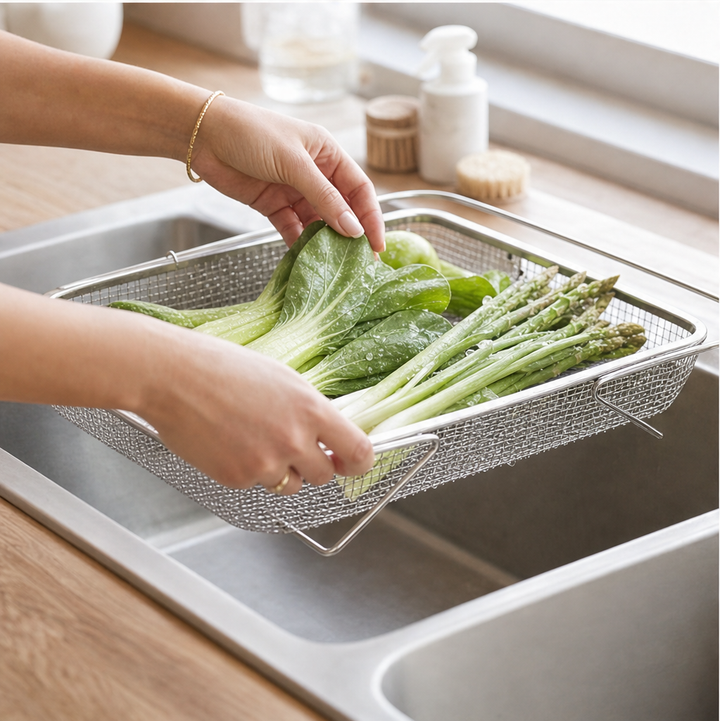 RailBasket – Expandable Stainless Steel Over Sink Dish Drying Rack + 50% OFF lifestyle