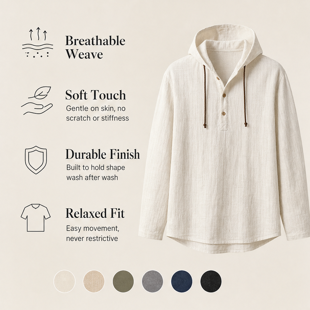 Saltwick – Breathable Hooded Shirt with Adjustable Drawstring for Men + 50% OFF features
