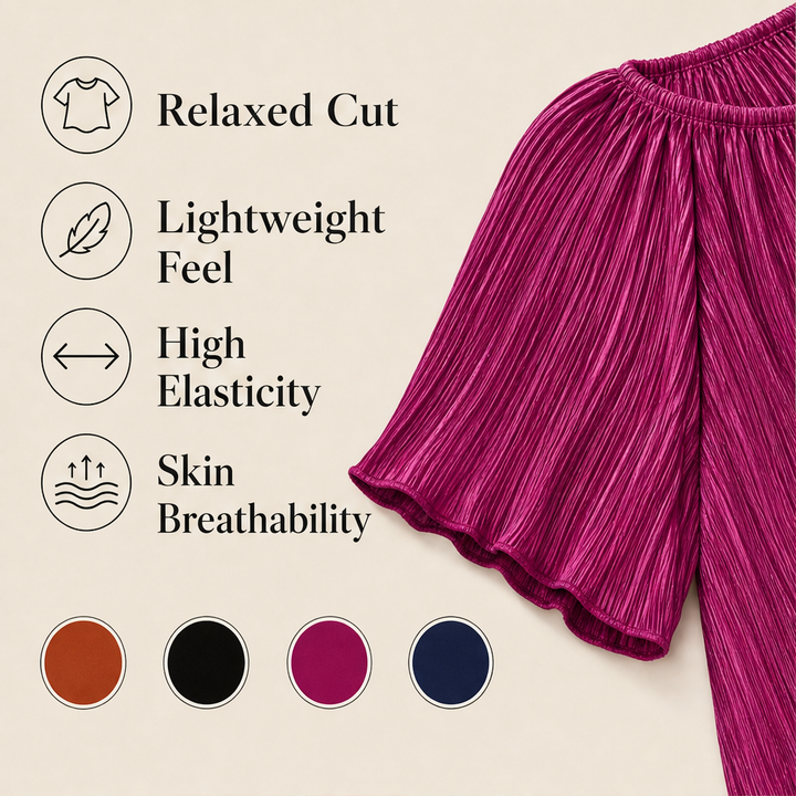 Plisora – Ultra-Stretch Micro-Pleated Plus Size Blouse + 50% OFF features