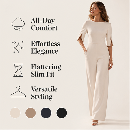 Ashcroft Muse – Beaded Cuff Slim-Waist Wide Leg Jumpsuit features