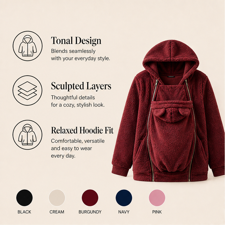 Kindlewrap – Babywearing Sherpa Fleece Hoodie with Zip Carrier Pouch + 50% OFF features