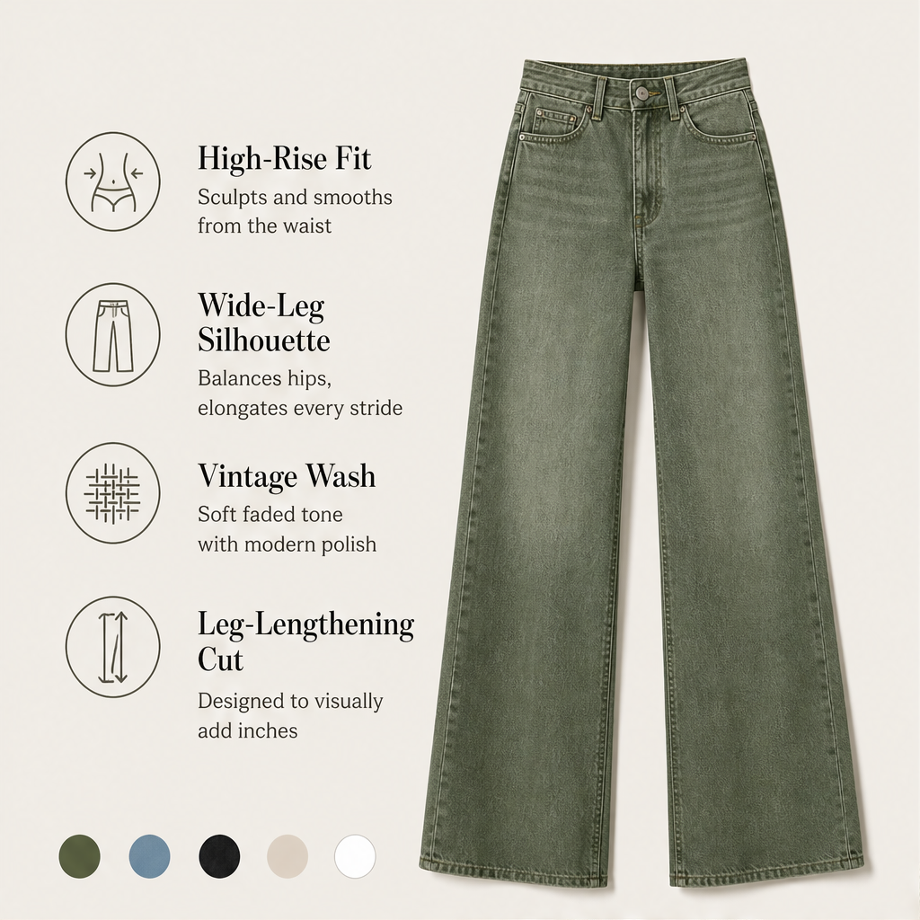 Lindenwash – Leg-Lengthening High-Rise Wide-Leg Jeans + 50% OFF features