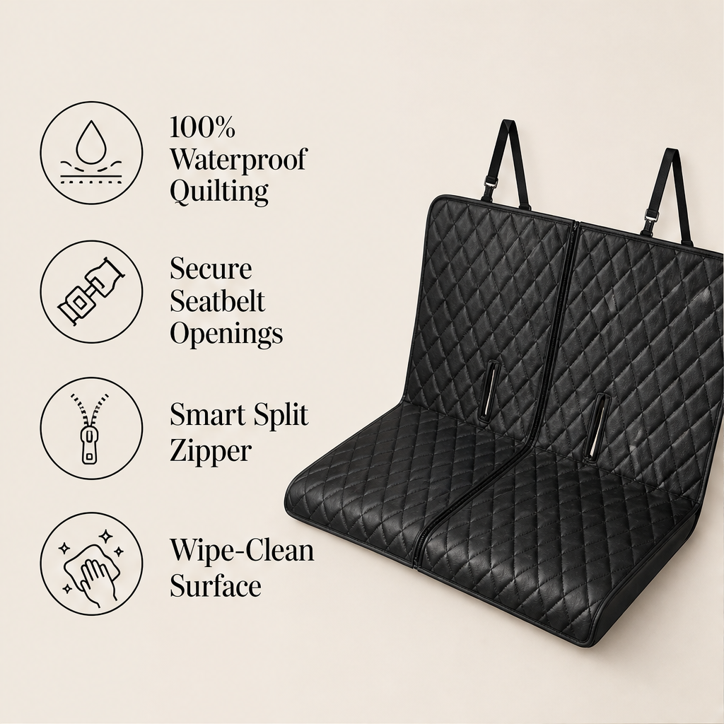 Kernow – Waterproof Split-Zip Foldable Dog Car Seat Cover + 50% OFF features