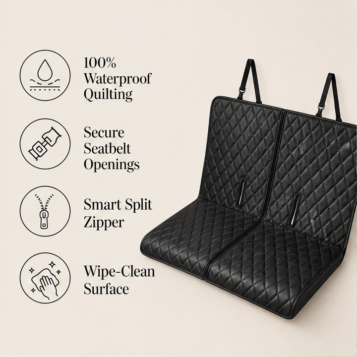 Kernow – Waterproof Split-Zip Foldable Dog Car Seat Cover + 50% OFF features