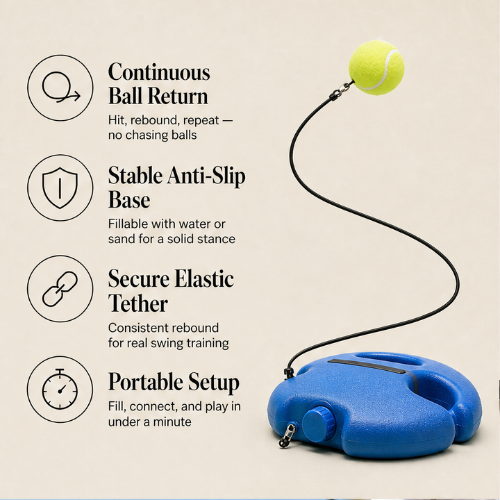 Rallywick – Continuous Ball Return Portable Tennis Rebound Trainer + 50% OFF features