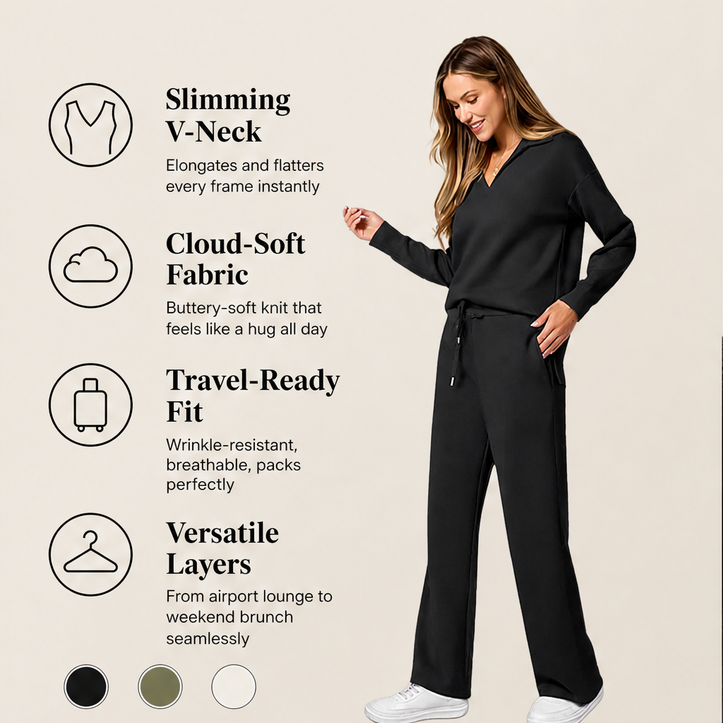 Cloudmere – Slimming V-Neck Cloud-Soft Lounge Set + 50% OFF features