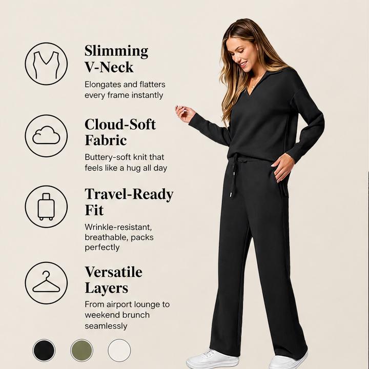 Cloudmere – Slimming V-Neck Cloud-Soft Lounge Set + 50% OFF features