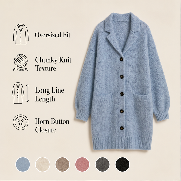 Fernloom – Oversized Chunky Knit Long Cardigan Coat + 50% OFF features