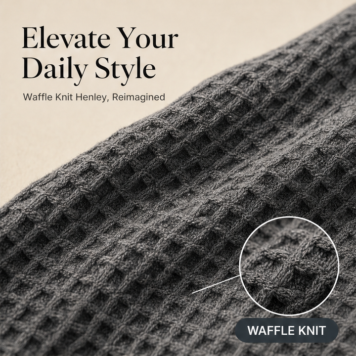 Ashcroft Mill – Waffle Knit Long Sleeve Henley Shirt + 50% OFF features