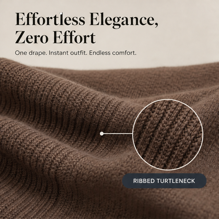 Draperie – Draped Turtleneck Cape &amp; Wide-Leg Pants Set + 50% OFF features
