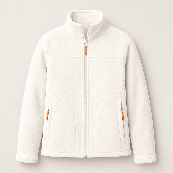 Sherpelle – Sherpa-Lined Reversible Mock Neck Zip Jacket + 50% OFF Beige