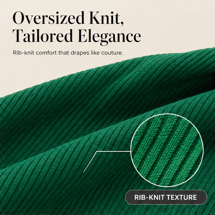 Ribleigh – Oversized Rib-Knit Top &amp; Trouser Two-Piece Set + 50% OFF features