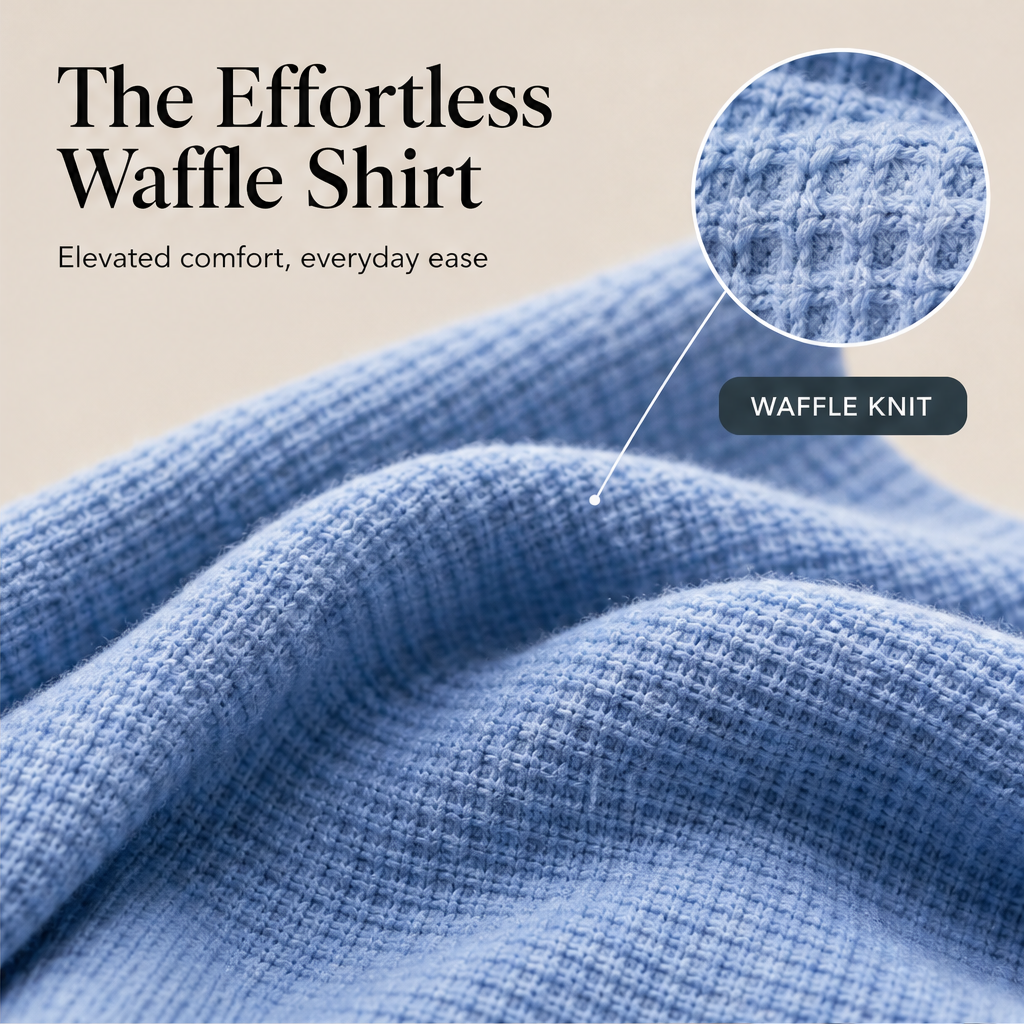 Willowick – Crossover Hem Waffle Knit Button Top + 50% OFF features