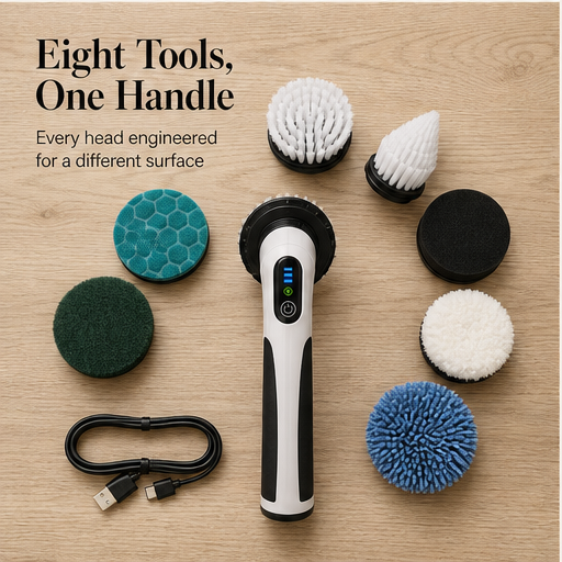 SpinCraft – Rechargeable Spin Brush with 7 Interchangeable Heads detail