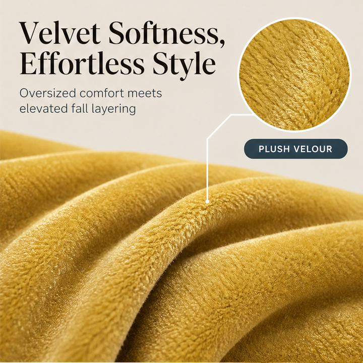 Plushwick – Oversized Velour Drawstring Hoodie with 3/4 Sleeves + 50% OFF features