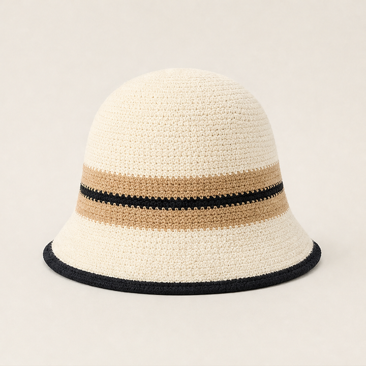 Clochet – Foldable Striped Knit Cloche Bucket Hat + 50% OFF Ivory
