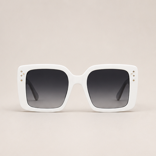 Voss Lane – Oversized Square Gradient Lens Sunglasses White