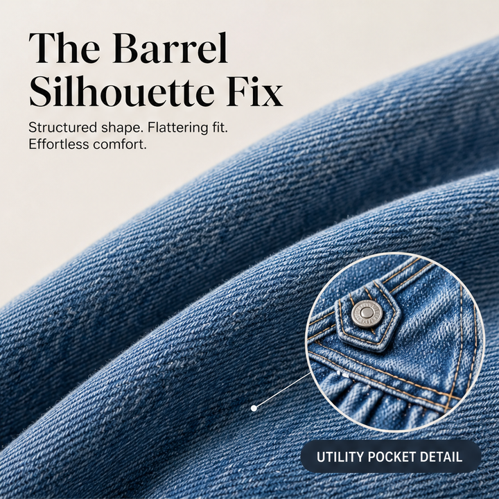 Barrelune – High Waisted Stretch Barrel Jeans with Tie Ankle Hem + 50% OFF features
