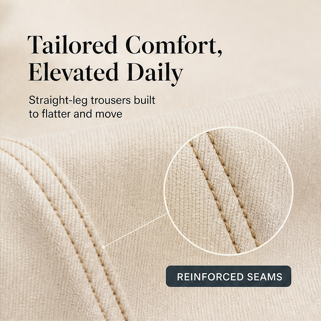 Vertaline – Tailored Straight-Leg Reinforced Seam Trousers + 50% OFF features