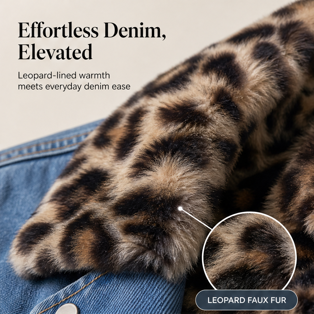 Savann Row – Reversible Leopard Lined Oversized Denim Jacket + 50% OFF features