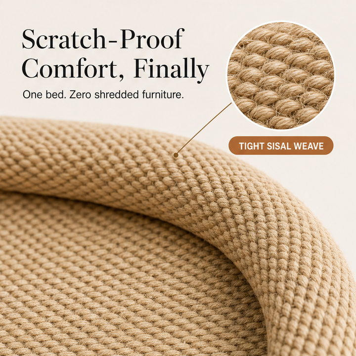 Scratchnook – Sisal Scratcher Bed with Built-In Toy Ball + 50% OFF features