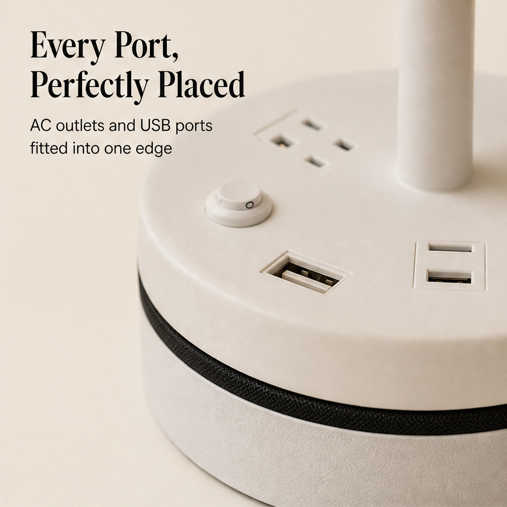 Litewick – Bedside Lamp with AC Outlets &amp; USB Charging Base + 50% OFF detail