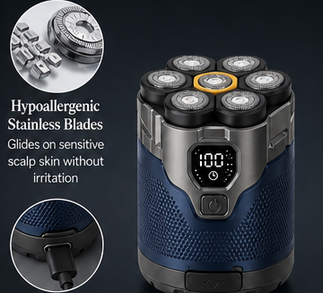 Smoothtrek – 6-Blade Floating Head, Waterproof Electric Head Shaver + 50% OFF detail