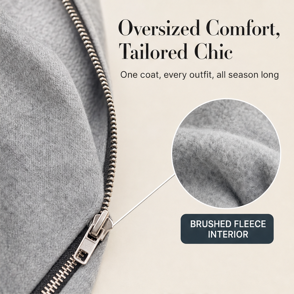Willowdale – Longline Hooded Fleece Coat with Deep Pockets + 50% OFF features