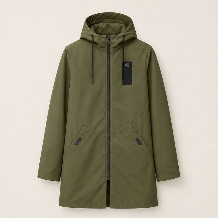 Marlowick – Water-Repellent Hooded Mid-Length Coat + 50% OFF Olive