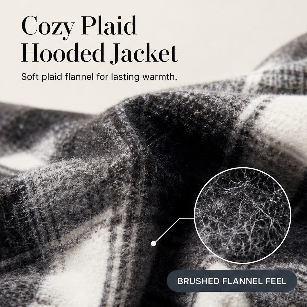Hearthfold – Cozy Plaid Sherpa-Lined Hooded Jacket + 50% OFF features