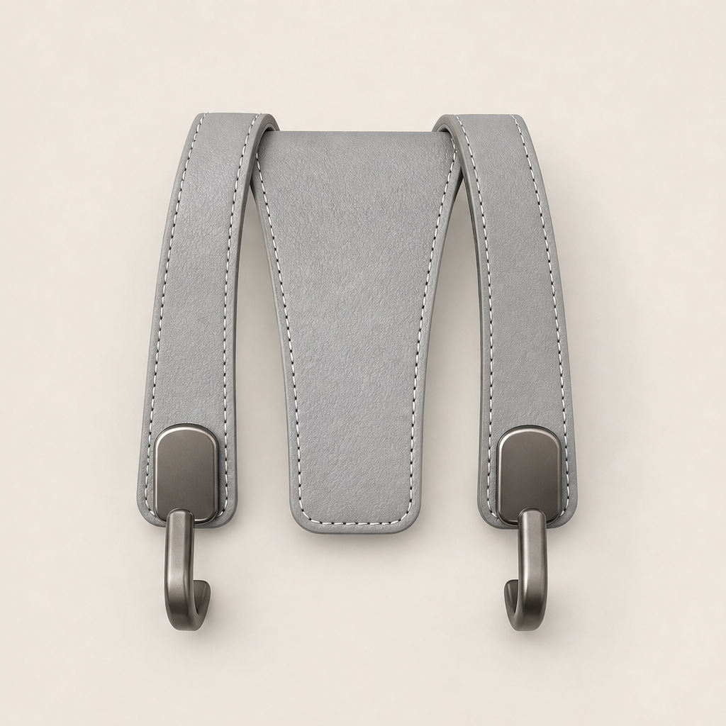 Backseat Foundry – Steel-Core Dual Hook Car Headrest Organizer + 50% OFF Grey