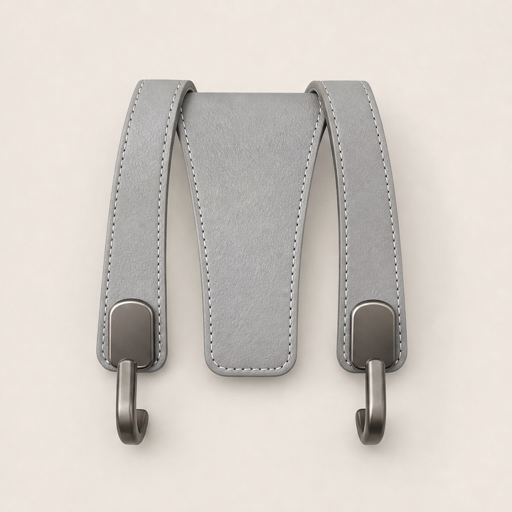 Backseat Foundry – Steel-Core Dual Hook Car Headrest Organizer + 50% OFF Grey